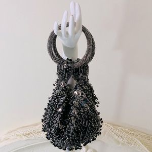 Sphere Beaded Top Handle Bag Wristlet